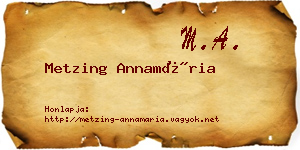 Metzing Annamária névjegykártya